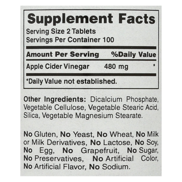 American Health Apple Cider Vinegar - 300 Mg - 200 Tablets