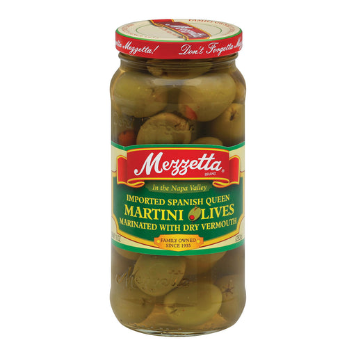 Mezzetta Imported Spanish Queen Martini Olives In Dry Vermouth - Case Of 6 - 10 Oz.