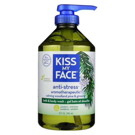 Kiss My Face Bath And Shower Gel Anti-stress Woodland Pine And Ginseng - 32 Fl Oz