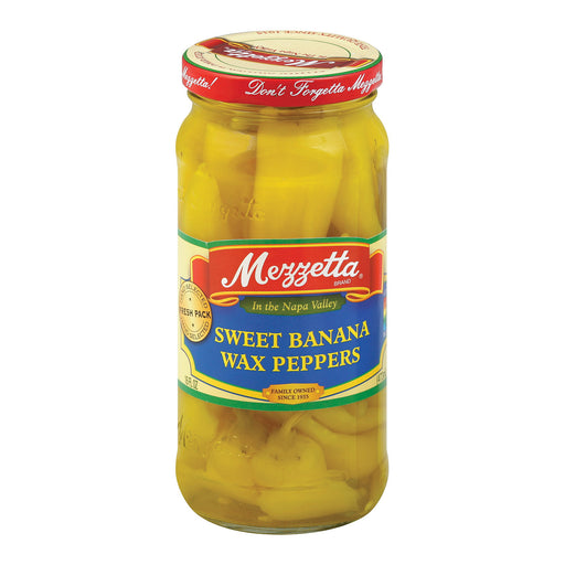 Marzetta Sweet Banana Wax Peppers - Banana Peppers - Case Of 6 - 16 Oz.