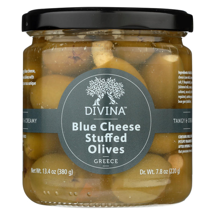 Divina Olives Stuffed With Blue Cheese - Case Of 6 - 7.8 Oz.