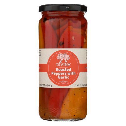 Divina Roasted Red And Yellow Peppers With Garlic - Case Of 6 - 13 Oz.