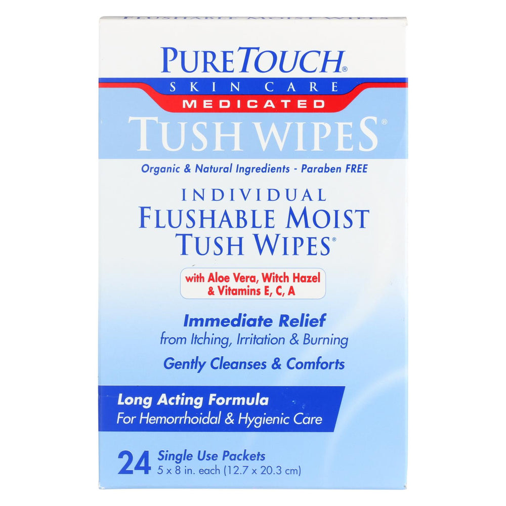 Puretouch Individual Flushable Moist Tush Wipes - 24 Packets