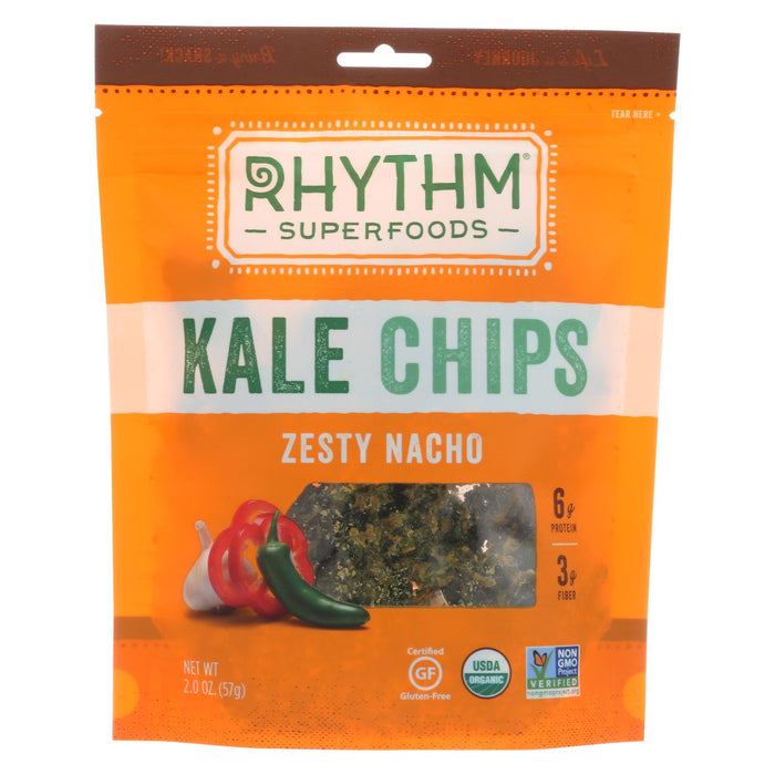 Rhythm Superfoods Kale Chips - Zesty Nacho - Case Of 12 - 2 Oz.