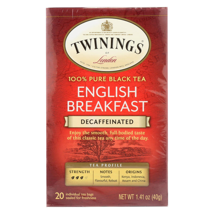 Twining's Tea Breakfast Tea - English, Decaffeinated - Case Of 6 - 20 Bags