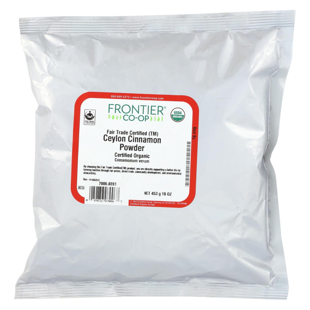 Frontier Herb Cinnamon - Organic - Fair Trade Certified - Powder - Ground - Ceylon - Bulk - 1 Lb