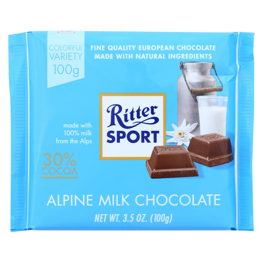 Ritter Sport Chocolate Bar - Milk Chocolate - 30 Percent Cocoa - Alpine - 3.5 Oz Bars - Case Of 12