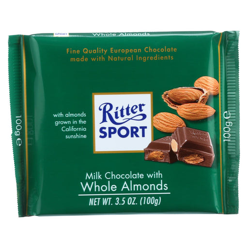 Ritter Sport Chocolate Bar - Milk Chocolate - Whole Almonds - 3.5 Oz Bars - Case Of 11