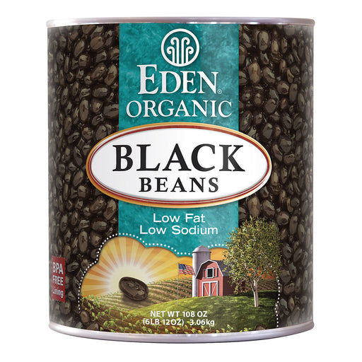 Eden Foods Black Beans Canned - Case Of 6 - 108 Oz.