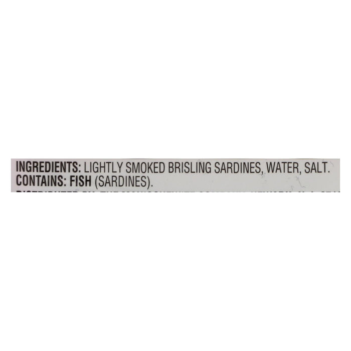 Season Brand Sardines - Brisling - Lightly Smoked - In Water - 3.75 Oz - Case Of 12