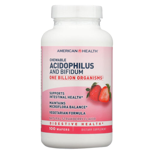 American Health Acidophilus And Bifidum - Strawberry - 100 Chewable Wafers