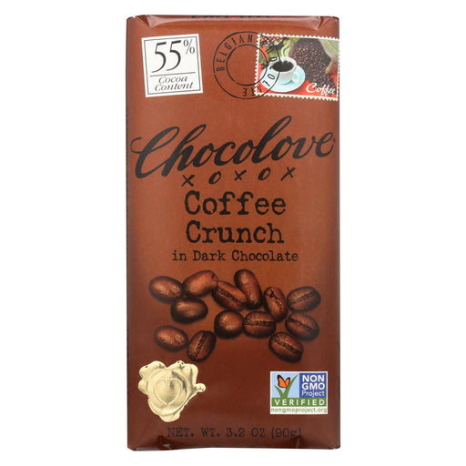 Chocolove Xoxox Premium Chocolate Bar - Dark Chocolate - Coffee Crunch - 3.2 Oz Bars - Case Of 12