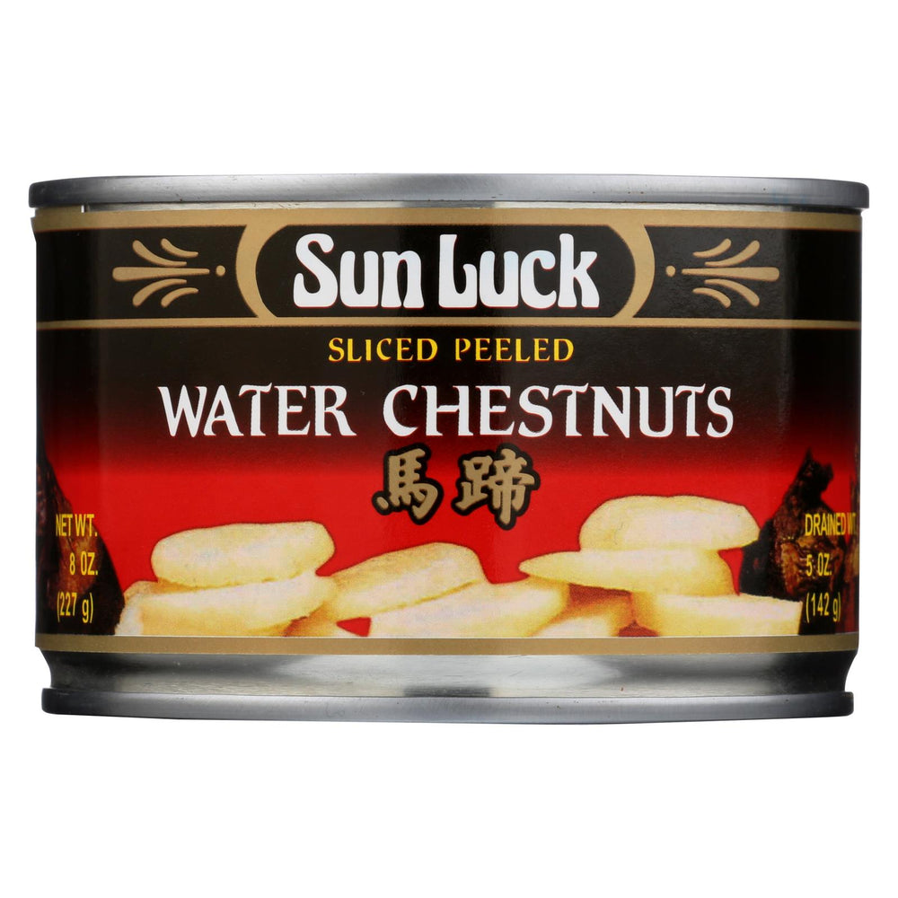 Sun Luck Water Chestnut - Sliced Peeled - Case Of 12 - 8 Oz.