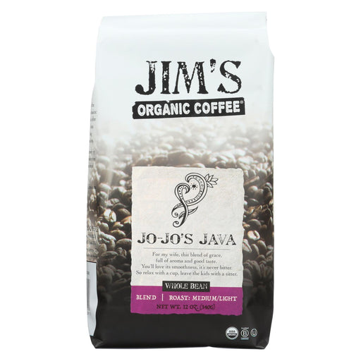 Jim's Organic Coffee - Whole Bean - Jo Jo's Java - Case Of 6 - 12 Oz.