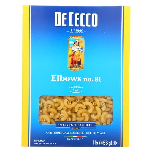De Cecco Pasta Elbows Pasta - Case Of 20 - 16 Oz.