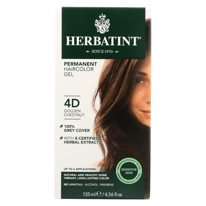 Herbatint Permanent Herbal Haircolour Gel 4d Golden Chestnut - 135 Ml