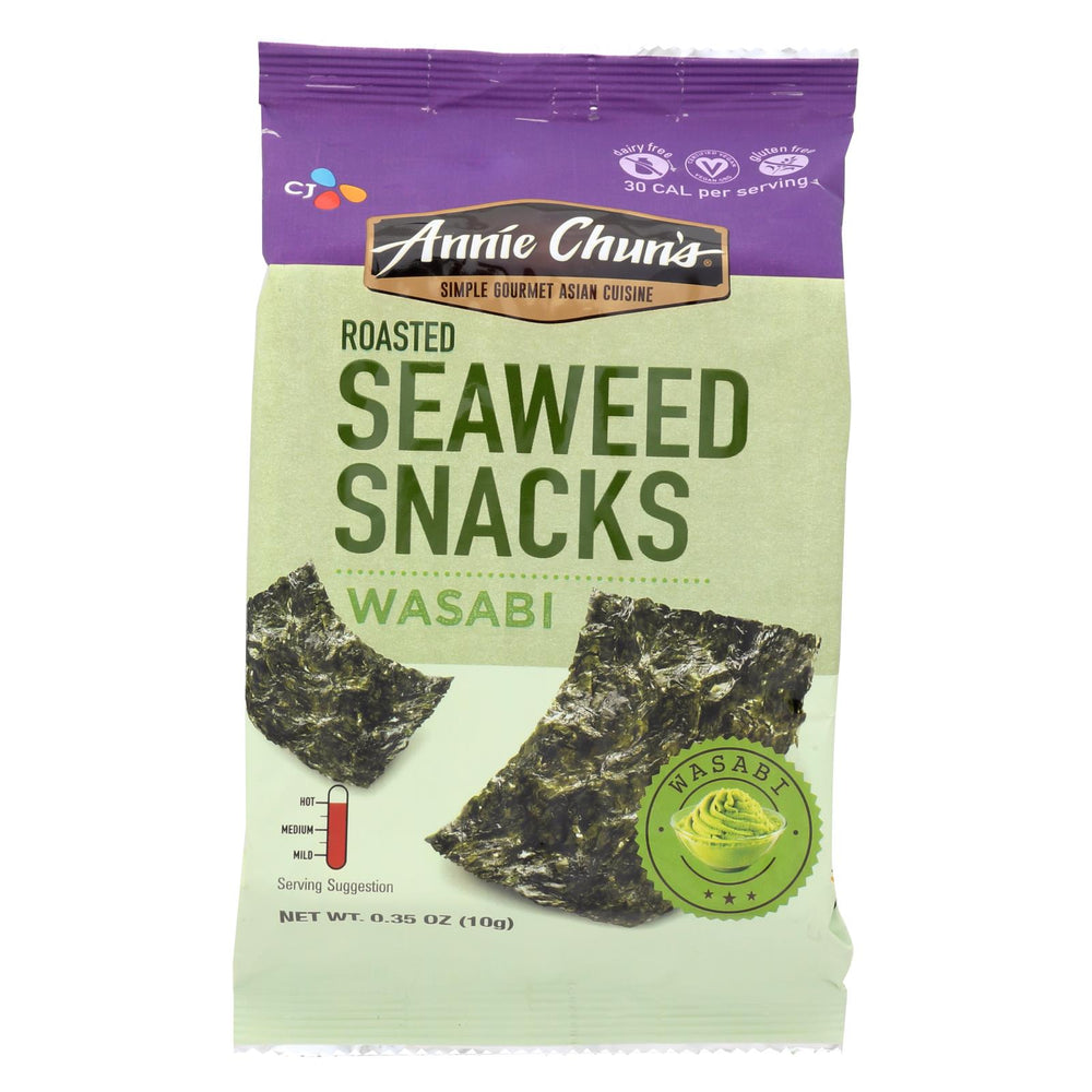 Annie Chun's Seaweed Snacks Roasted Wasabi - Case Of 12 - 0.35 Oz.