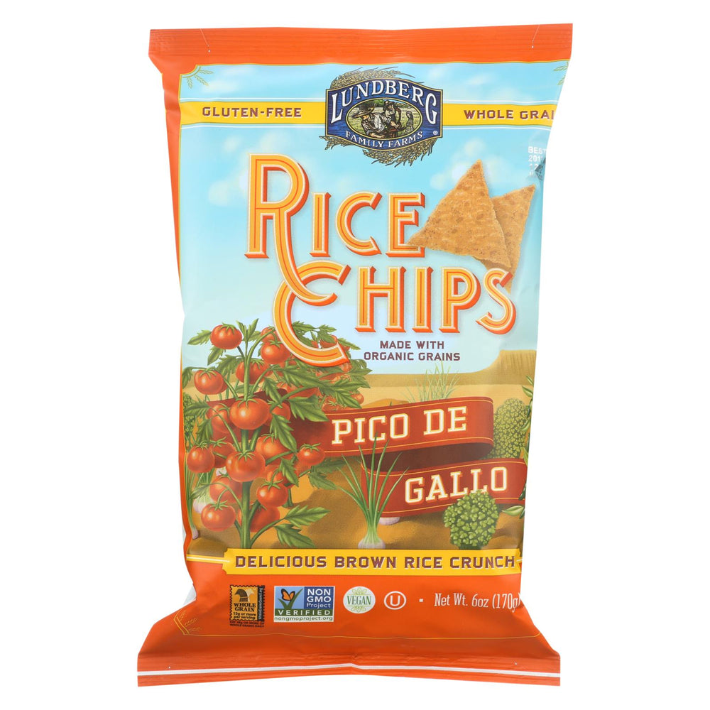 Lundberg Family Farms Rice Chips - Pico De Gallo - Case Of 12 - 6 Oz.