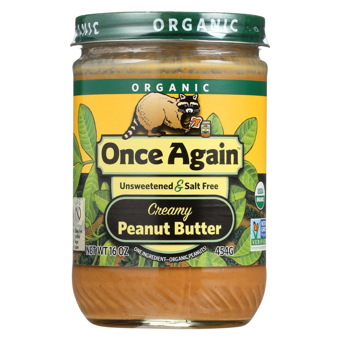 Once Again Peanut Butter - Organic - Creamy - No Salt - 16 Oz - Case Of 12