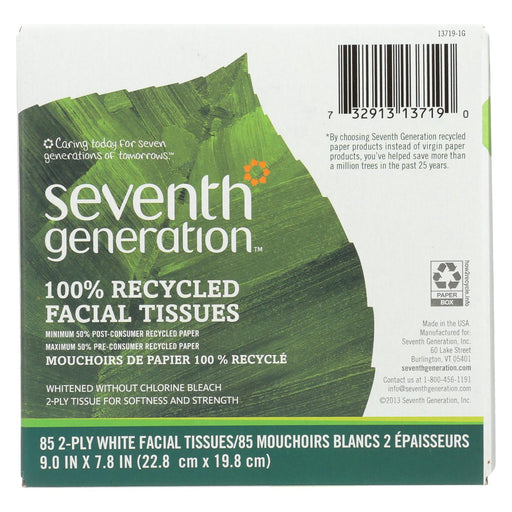 Seventh Generation Recycled Facial Tissue - Cube - Case Of 36 - 85 Count