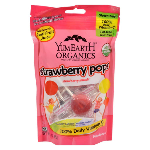 Yummy Earth Organic Standup Lollipops Strawberry Smash - 3 Oz - Case Of 6