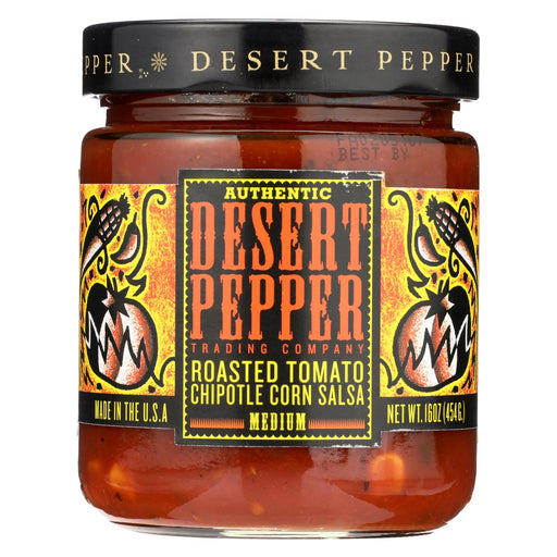 Desert Pepper Trading Medium Hot Roasted Tomato Chipotle Corn Salsa - Case Of 6 - 16 Oz.
