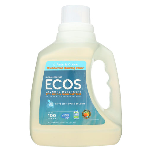 Earth Friendly Ecos Ultra 2x All Natural Laundry Detergent - Free And Clear - Case Of 4 - 100 Fl Oz