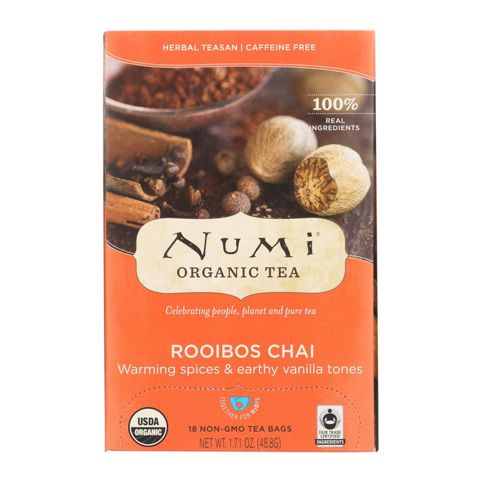 Numi Tea Organic Herbal Tea - Rooibos Chai - Case Of 6 - 18 Bags