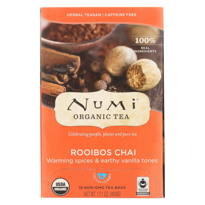 Numi Tea Organic Herbal Tea - Rooibos Chai - Case Of 6 - 18 Bags