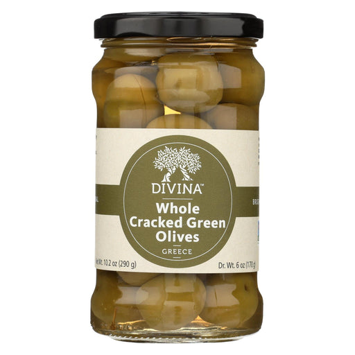 Divina Cracked Green Olives - Case Of 6 - 6.14 Oz.