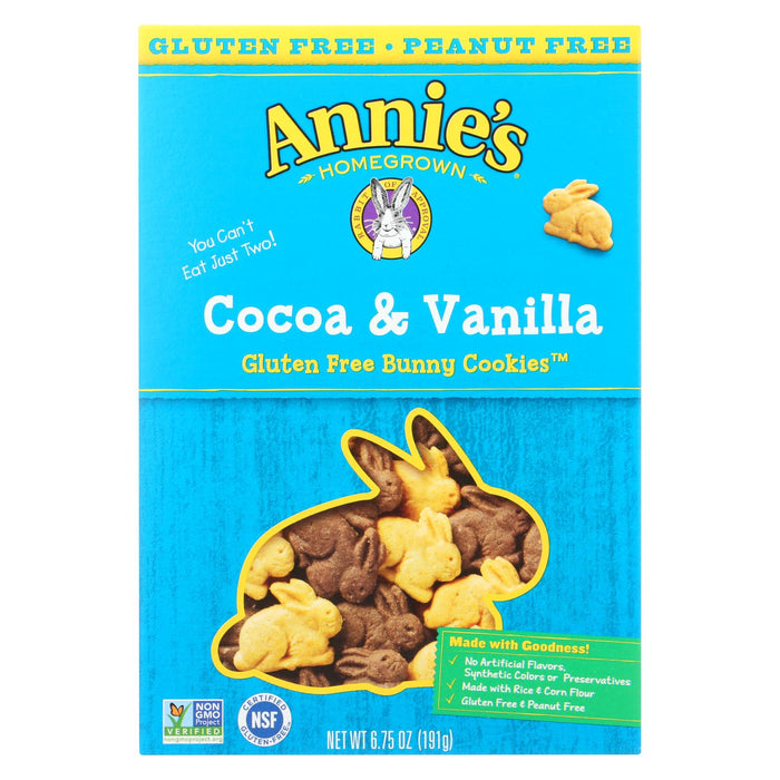 Annie's Homegrown Gluten Free Cocoa And Vanilla Bunny Cookies - Case Of 12 - 6.75 Oz.