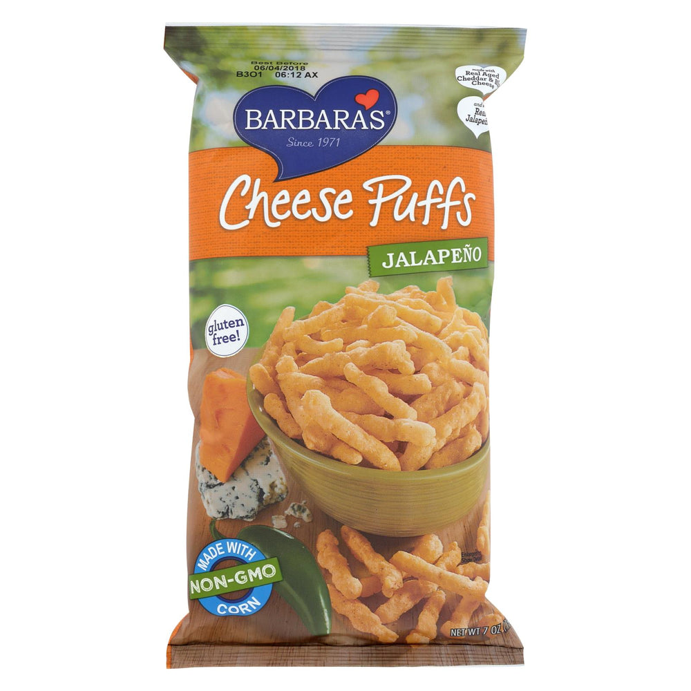 Barbara's Bakery Cheese Puffs - Jalapeno - Case Of 12 - 7 Oz.