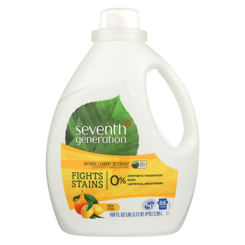 Seventh Generation Natural Laundry Detergent - Fresh Citrus - Case Of 4 - 100 Fl Oz.