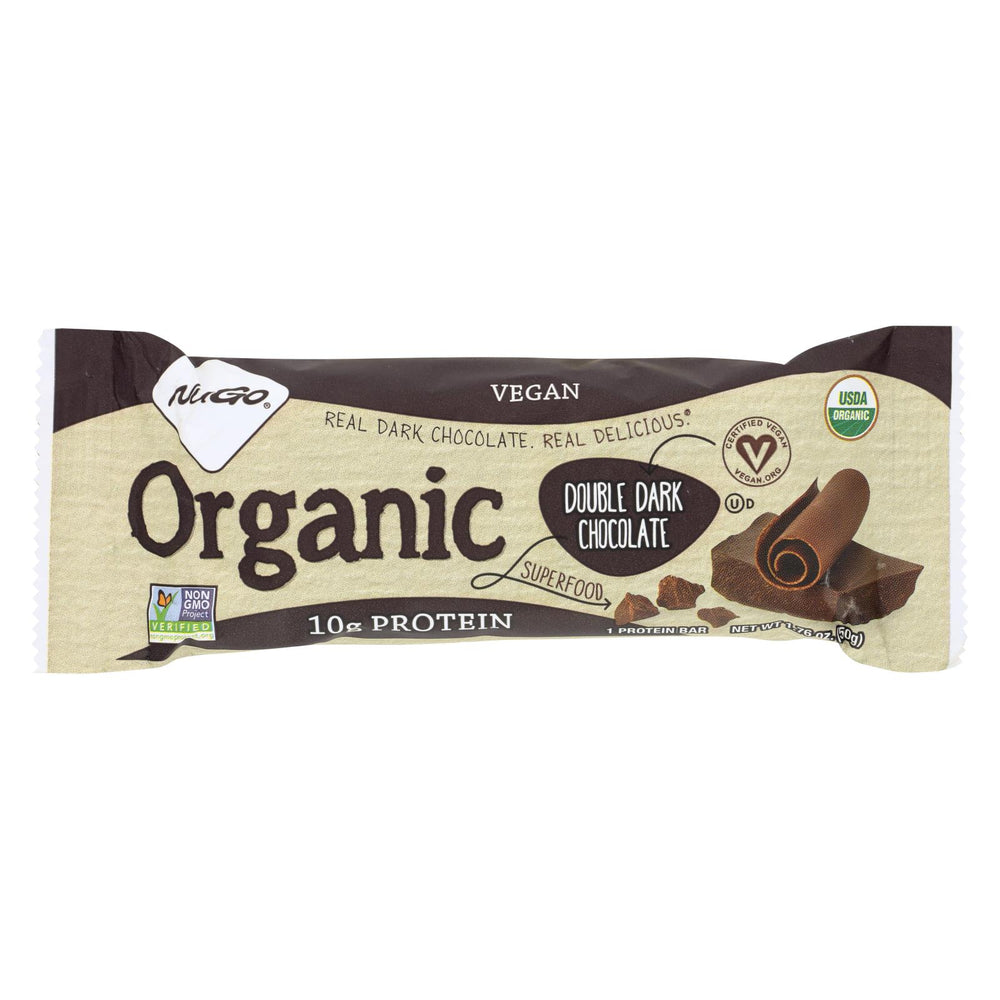 Nugo Nutrition Bar - Organic Double Dark Chocolate - 1.76 Oz - Case Of 12