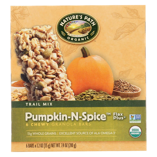 Nature's Path Organic Flax Plus Granola Bar - Pumpkin-n-spice - Case Of 6 - 7.4 Oz.