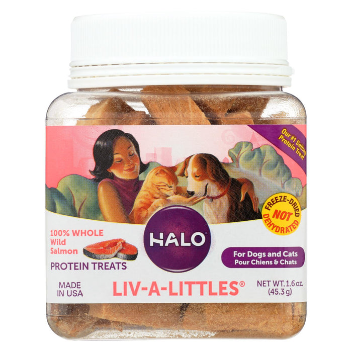 Halo Purely For Pets Protein Treats - Liv-a-little - Salmon - 1.6 Oz - Case Of 12