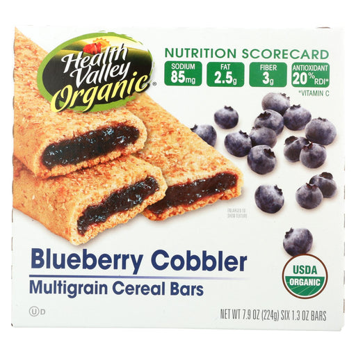 Health Valley Organic Multigrain Cereal Bars - Blueberry Cobbler - Case Of 6 - 7.9 Oz.