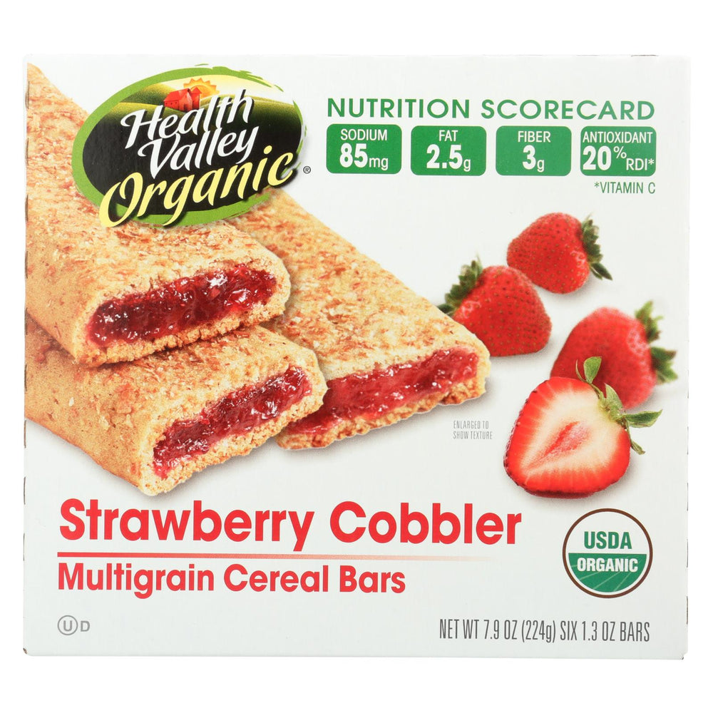 Health Valley Organic Multigrain Cereal Bars - Strawberry Cobbler - Case Of 6 - 7.9 Oz.