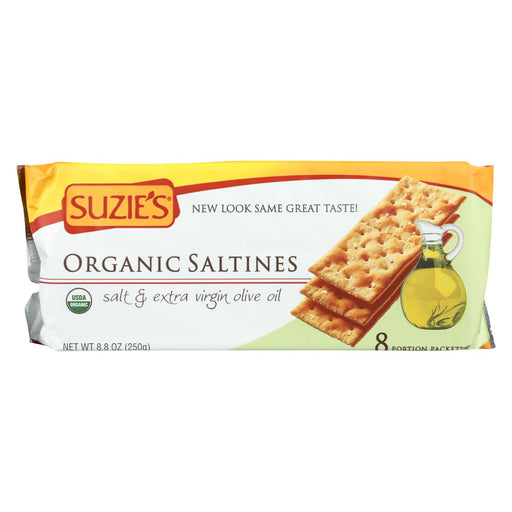 Suzie's Organic Saltines - Salt And Extra Virgin Olive Oil - Case Of 12 - 8.8 Oz.
