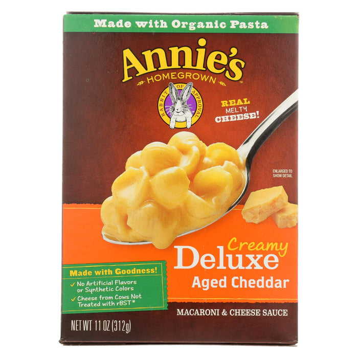 Annies Homegrown Macaroni Dinner - Creamy Deluxe - Shells And Real Aged Cheddar Sauce - 11 Oz - Case Of 12