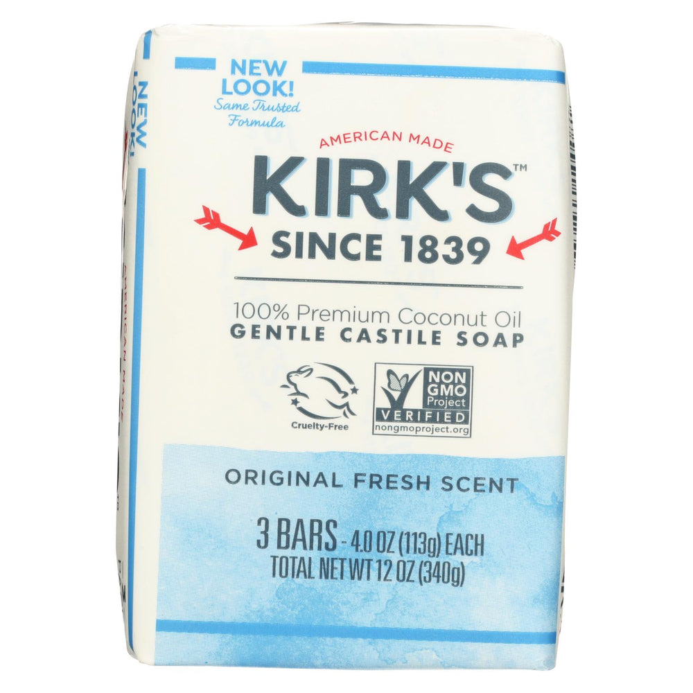 Kirk's Natural Castile Soap Original - 4 Oz Each - Pack Of 3