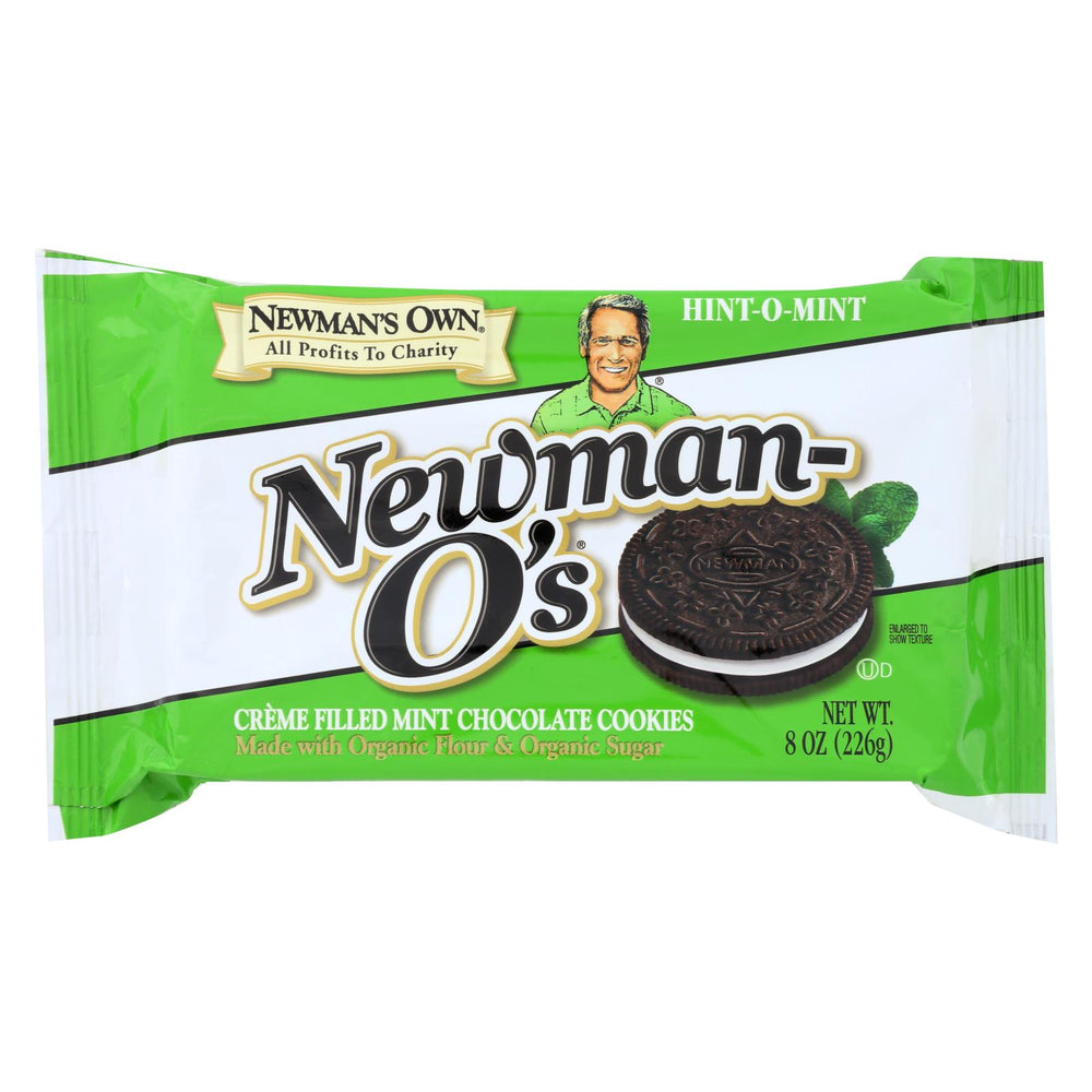 Newman's Own Organics Creme Filled Chocolate Cookies - Hint - O - Mint - Case Of 6 - 8 Oz.