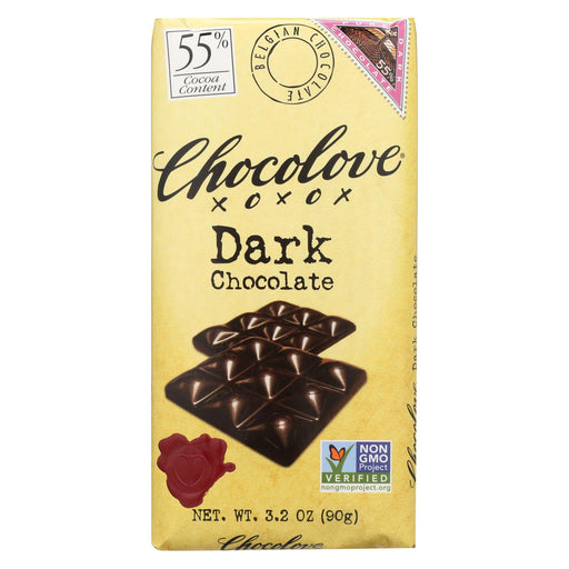 Chocolove Xoxox Premium Chocolate Bar - Dark Chocolate - Pure - 3.2 Oz Bars - Case Of 12
