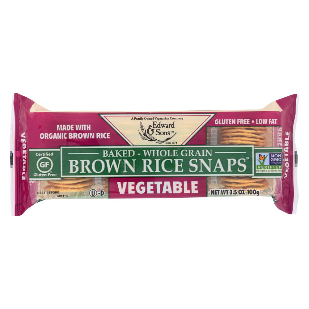Edward And Sons Organic Vegetable Brown Rice Snaps - Case Of 12 - 3.5 Oz.