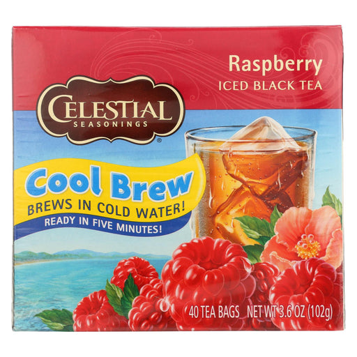 Celestial Seasonings Raspberry Cool Brew Iced Tea - Case Of 6 - 40 Bag