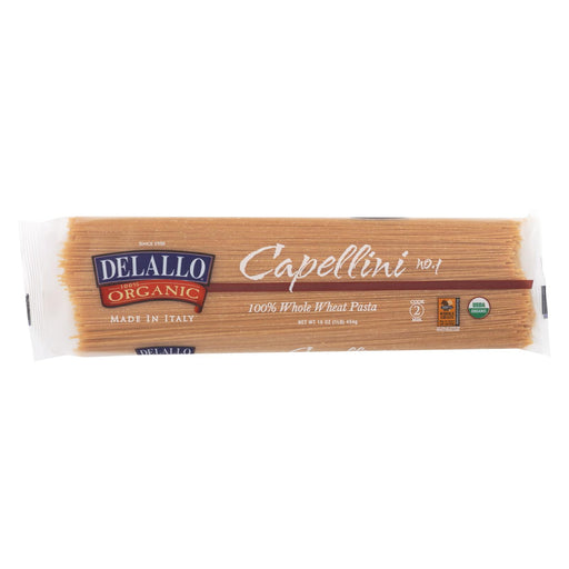 Delallo Organic Whole Wheat Capellini Pasta - Case Of 16 - 1 Lb.