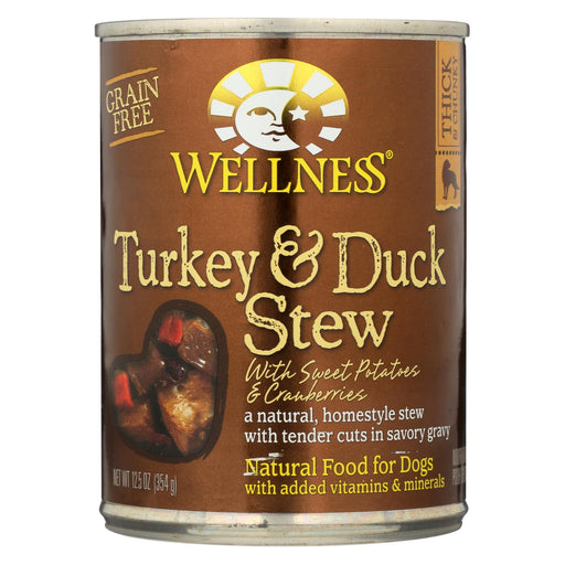 Wellness Pet Products Dog Food - Turkey And Duck With Sweet Potatoes And Cranberries - Case Of 12 - 12.5 Oz.