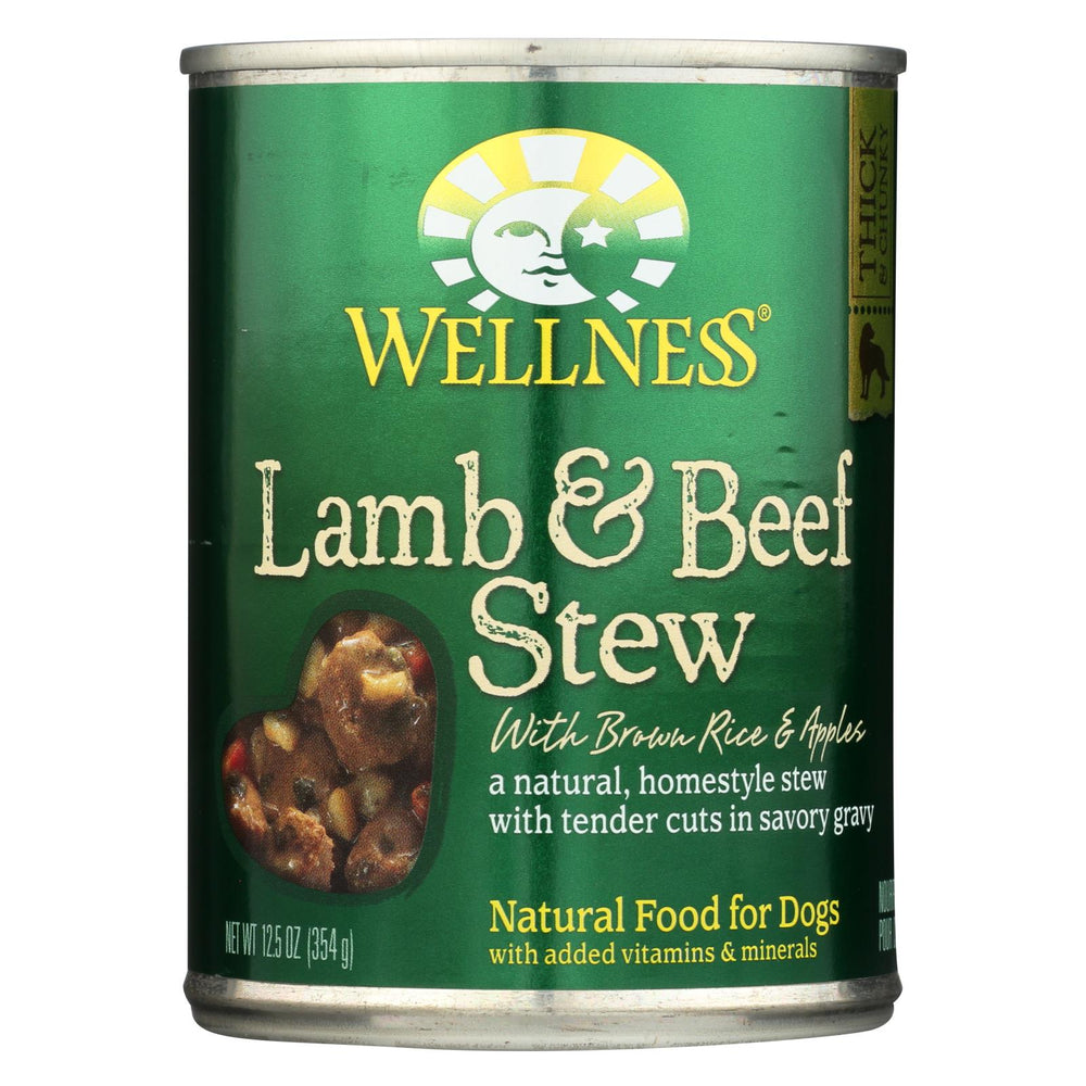 Wellness Pet Products Dog Food - Lamb And Beef With Brown Rice And Apple - Case Of 12 - 12.5 Oz.