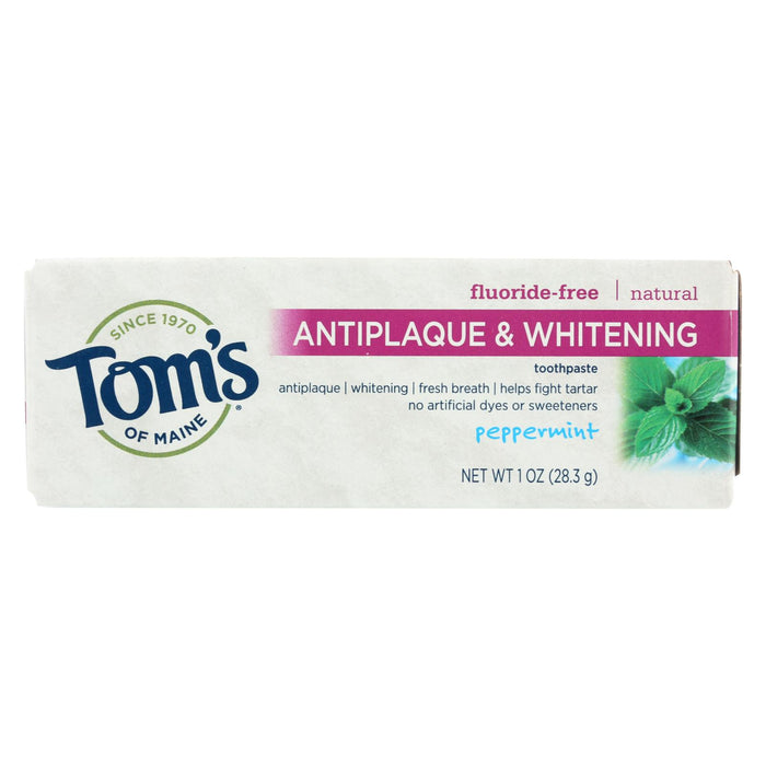 Tom's Of Maine Antiplaque & Whitening Toothpaste Peppermint - Case Of 12 - 1 Oz.
