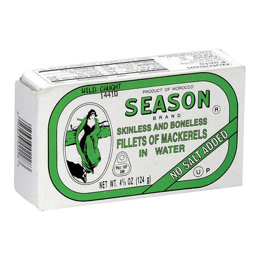 Season Brand Skinless And Boneless Mackerel Fillets In Water - No Salt Added - Case Of 12 - 4.375 Oz.